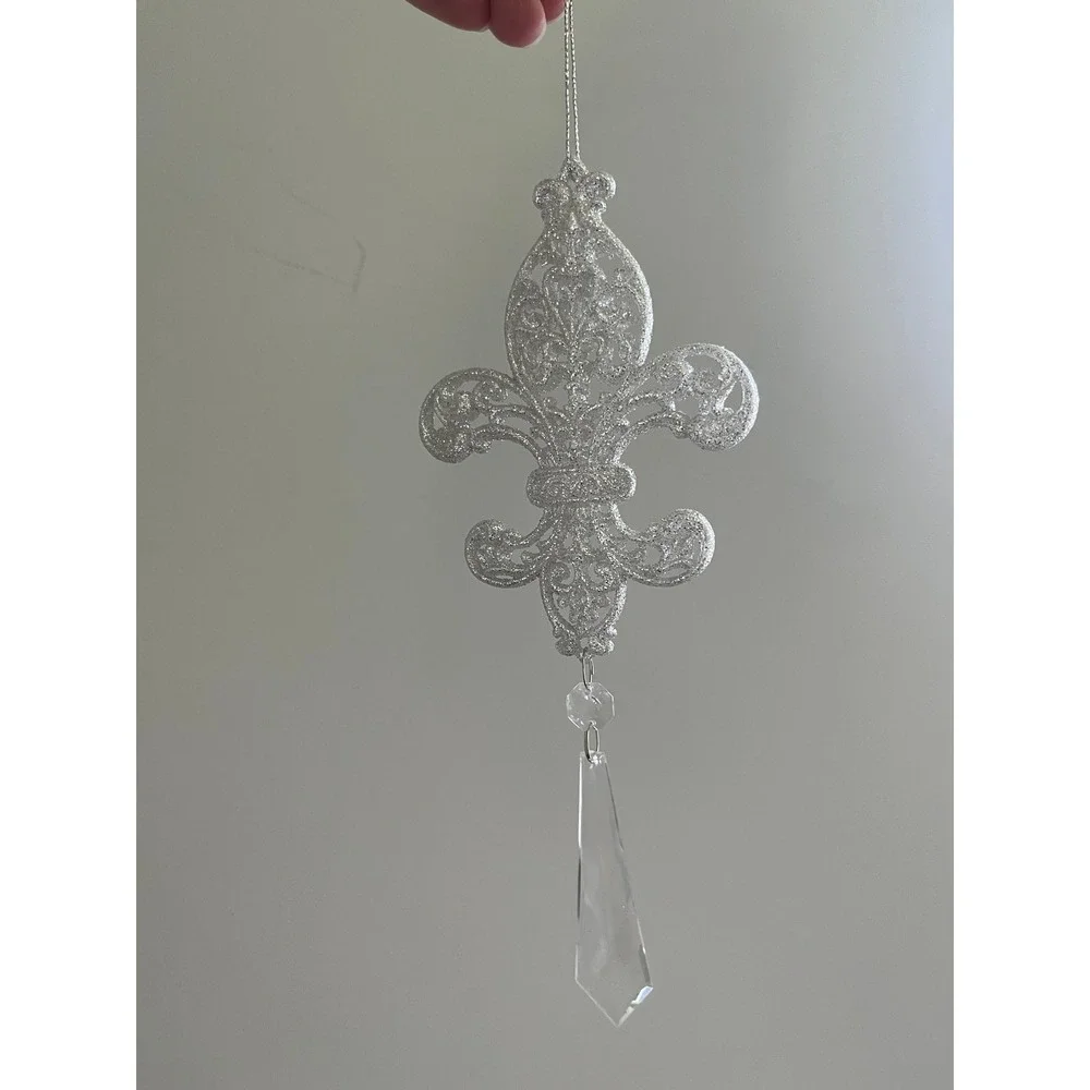 Fleur de Lis Silver Glitter Ornaments Set of 13 Christmas Decor‎ Louisiana
